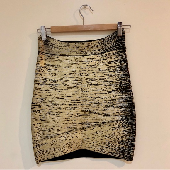 BCBGMaxAzria Gold Foil Bandage Skirt - Picture 3 of 4